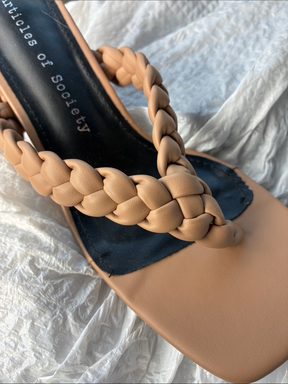 Articles of Society Braided Tan Flip Flop Heel Sandal Prato